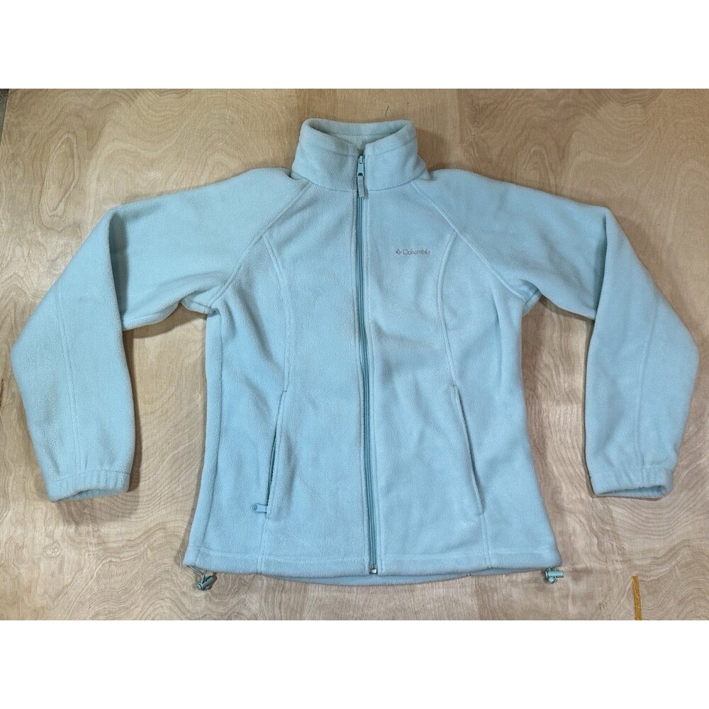 Columbia Jacket Women’s Size Medium Full Zip Sleeves With Elastic Light Blue